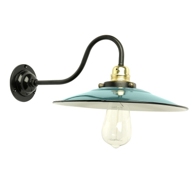 Industrial Wall Sconce with 11''W Green Saucer Shade in Barn Style