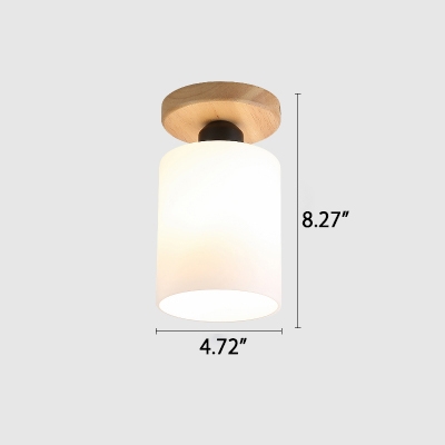 Industrial Flushmount Ceiling Light with 4.7''W Cylinder Glass Shade in Nordical Style