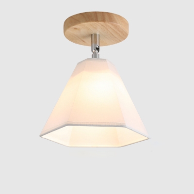 Industrial Vintage Flushmount Ceiling Light With Fabric Shade In