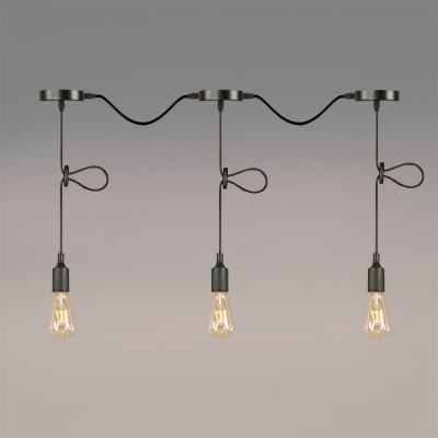 Industrial 3 Light Adjustable Multi Light Pendant in Simple Style, Black
