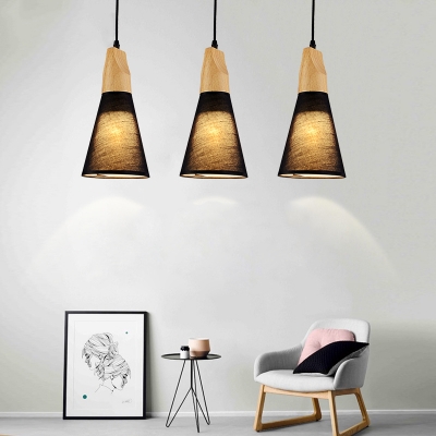 

Industrial Vintage 3 Light Multi-Light Pendant Light with Fabric Shade in Black/White, HL460619