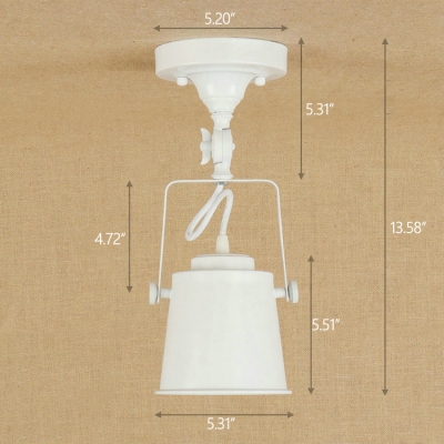 Industrial Semi-Flush Ceiling Light Soptlight with Metal Shade in White