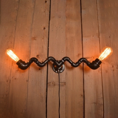 Industrial Vintage 2 Light Multi Light Wall Sconce in Pipe Style, 23.5''W