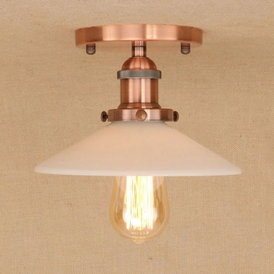 

Industrial Flushmount Ceiling Light with 8.5''W Cone Glass Shade in Vintage Style, HL461795