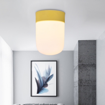 Industrial Flushmount Ceiling Light with White Glass Shade in Nordical Style