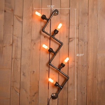 Industrial Vintage Multi Light Wall Sconce with 5 Light in Bar Style, 17.3''W
