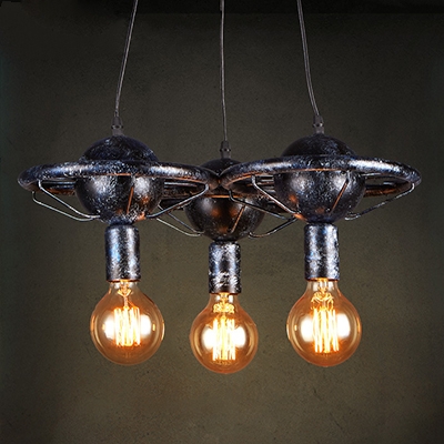 

Industrial 3 Light Multi-Light Pendant Light in Bar Style, Antique Silver, HL460665