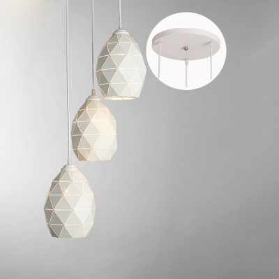 

Industrial 3 Light Multi Light Pendant with Metal Shade in White, HL460676