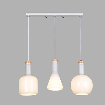 

Industrial 3 Light Multi Light Pendant with White Glass Shade in Nordical Style, 20''W, HL460623