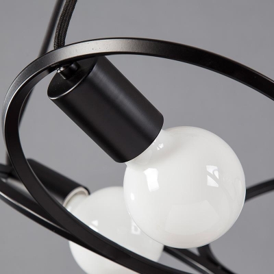 Industrial 5 Light Multi Light Pendant in Open Bulb Style, 24''W, Black