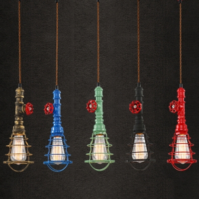 Industrial Vintage 6 Light Colorful Multi Light Pendant in Pipe Style