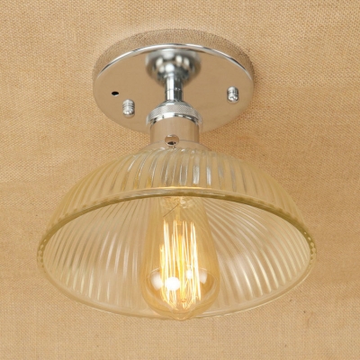 Industrial Vintage Flushmount Ceiling Light with 8.7''W Dome Glass Shade