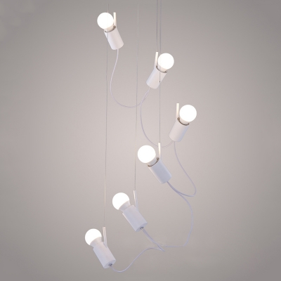 Industrial 6 Light Multi Light Pendant in Nordical Style, White
