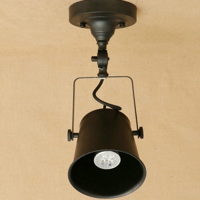Industrial 5.3''W Semi-Flush Ceiling Light Soptlight with Metal Shade in Black