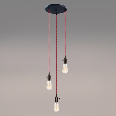 

Industrial Simple 3 Light Multi Light Pendant in Open Bulb Style, HL460523