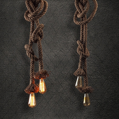 Industrial Vintage 2 Light Multi-Light Pendant Light with Rope in Open Bulb Style