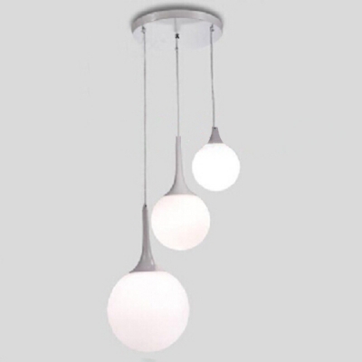Industrial Nordical Multi Light Pendant with Globe Glass Shade, 3 Light