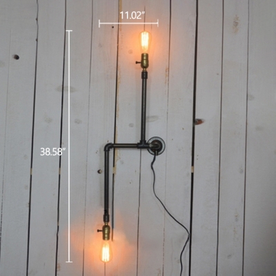 Industrial Simple 2 Light Multi Light Wall Sconce in Pipe Style