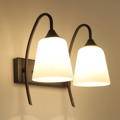 Industrial Vintage 11.8''W Multi Light Wall Sconce with White Glass Shade, 2 Light
