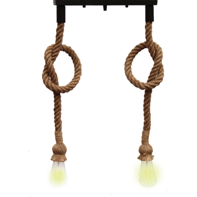 Industrial 13.8''W Multi Light Pendant with Rope, 2 Light