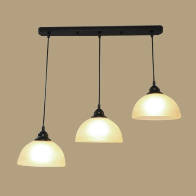 Industrial 27''W Multi Light Pendant with Bowl Glass Shade, 3 Light