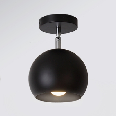 Industrial Nordical Semi-Flush Ceiling Light with Globe Metal Shade in Black/White