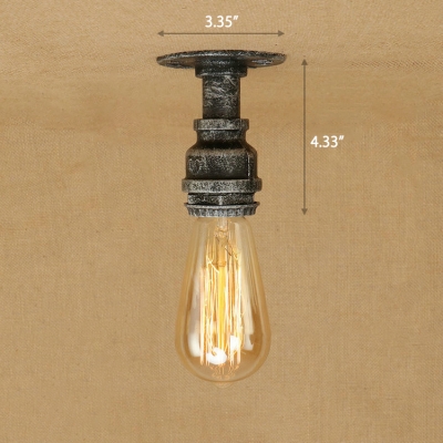 Industrial Simple Flushmount Ceiling Light in Pipe Style, Bronze/Silver