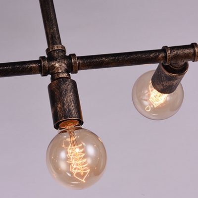 Industrial Vintage 11 Light Multi Light Pendant in Open Bulb Style, 78''W, Rust