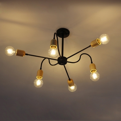 

Industrial 31.5''W Chandelier in Open Bulb Style, 6 Light