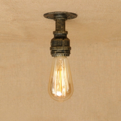 Industrial Simple Flushmount Ceiling Light in Pipe Style, Bronze/Silver