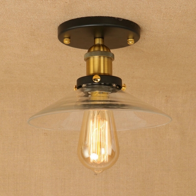 Industrial Vintage 8.5''W Flush Mount Ceiling Fixture with Cone Glass Shade