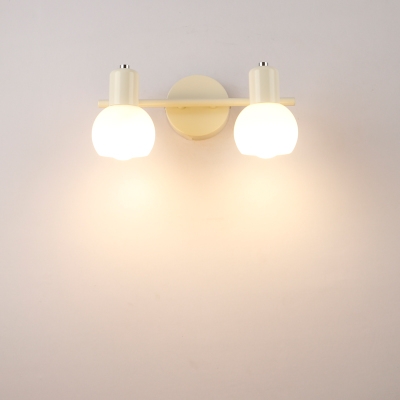 Industrial 2 Light Multi Light Wall Sconce with White Glass Shade