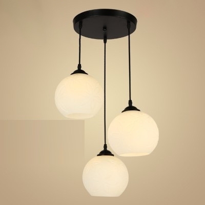 Industrial 3 Light Multi Light Pendant with Globe Glass Shade in Nordical Style