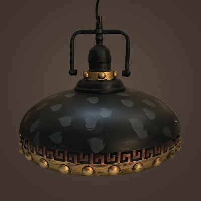 Industrial Hanging Pendant Light Vintage with Cutout Pattern Shade in Bronze
