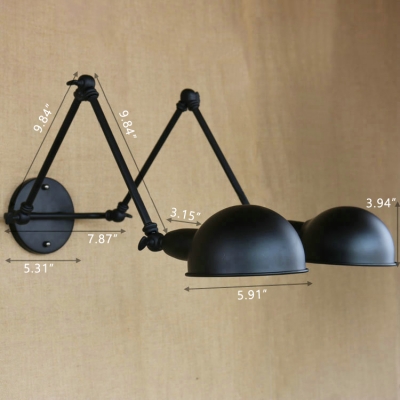 Industrial 2 Light Multi Light Wall Sconce with 5.9''W Metal Shade and Adjustable Fixture Arm