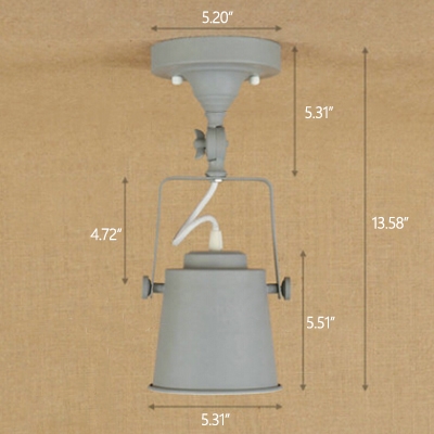 Industrial 5.3''W Semi-Flush Ceiling Light Soptlight with Metal Shade in Grey/Antique Silver/Rust