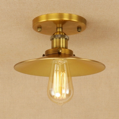 Industrial Vintage 8.5''W Flushmount Ceiling Light with Saucer Metal Shade