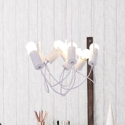 Industrial Nordical 8 Light Multi Light Pendant in White Finish