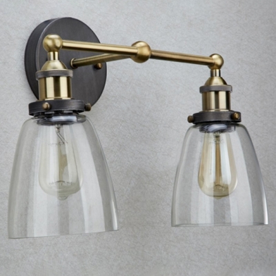 Industrial 2 Light Multi Light Wall Sconce with Clear Glass Shade