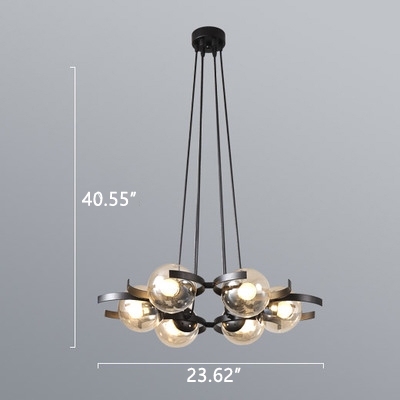 

Industrial 6 Light Multi Light Pendant with Globe Glass Shade, 24''W, HL460499