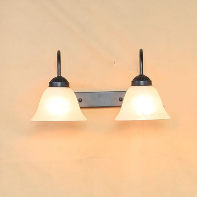 Industrial Vintage 2 Light Multi Light Wall Sconce with Bell Glass Shade, White