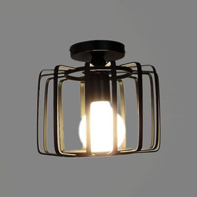 

Industrial 8.5''W Flushmount Ceiling Light with Metal Cage in Nordical Style, Black, HL461861