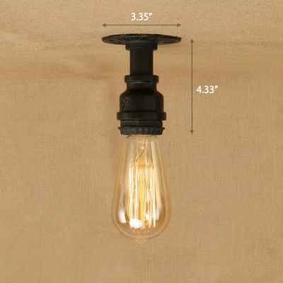 Industrial Simple Flushmount Ceiling Light in Open Bulb Style in Black