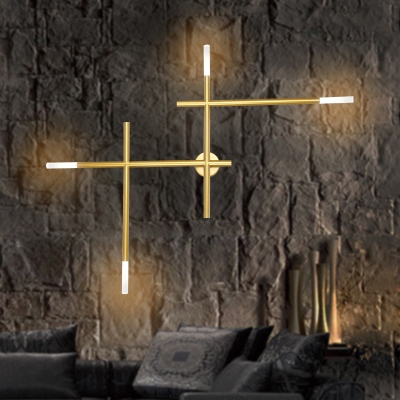 Industrial 35.5''W Multi Light Wall Sconce in Open Bulb Style - Black/Gold