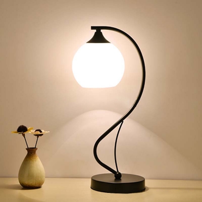 Industrial Nordical Table Lamp with 6''W Globe Glass Shade in White