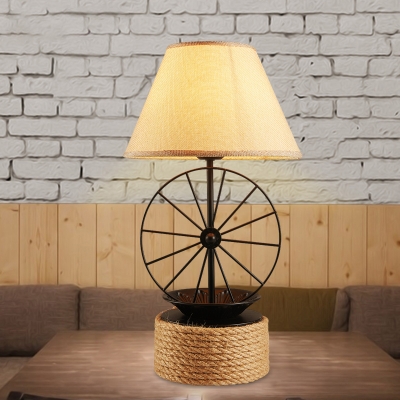 Industrial 22.8''H Table Lamp with Fabric Shade in Vintage Style