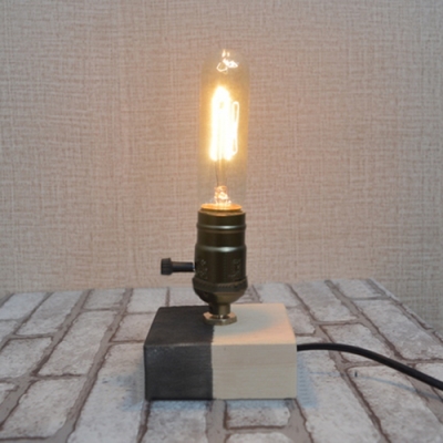 Industrial Mini Table Lamp with Colorful Lamp Base in Open Bulb Style