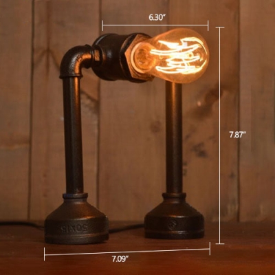 Industrial Vintage 7''W Desk Lamp with Pipe Fixture Arm in Bar Style