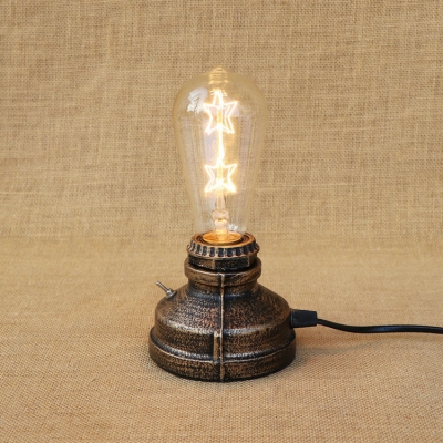 Industrai Simple Mini Desk Lamp in Open Bulb Style, Brass/Bronze/Silver