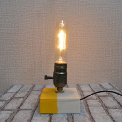 Industrial Mini Table Lamp with Colorful Lamp Base in Open Bulb Style